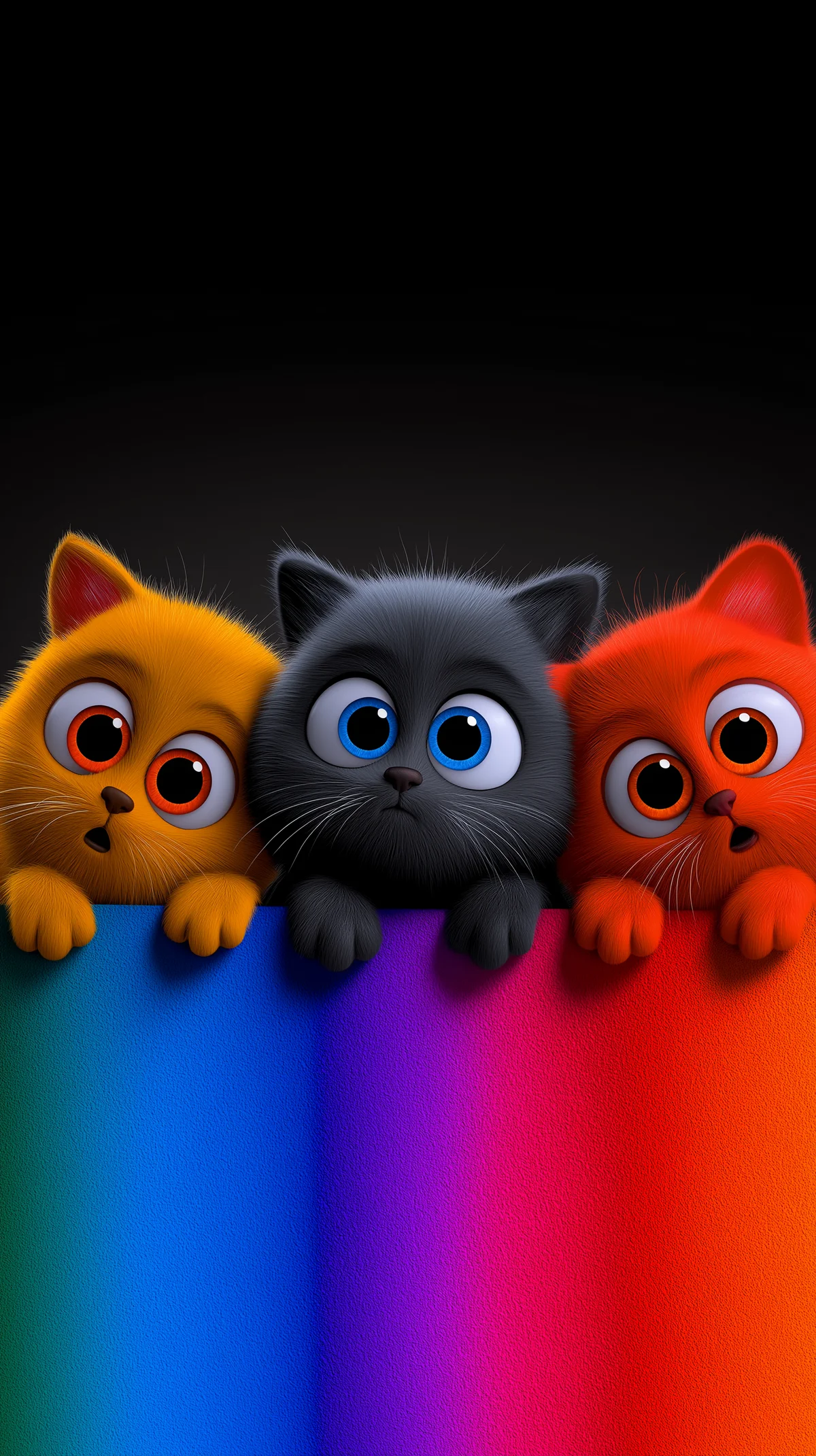Curious Cartoon Kittens on Dark Top Rainbow Texture Art wallpaper - Cat Wallpapers | Picmaze