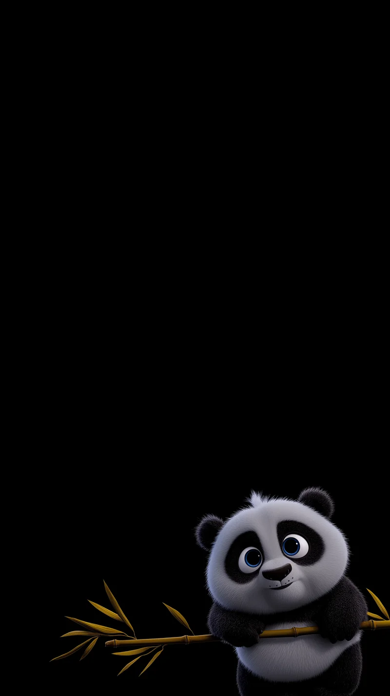Cute Panda Bamboo Wallpaper with Dark Minimal Aesthetic - Panda Wallpapers mobile Wallpaper | Picmaze