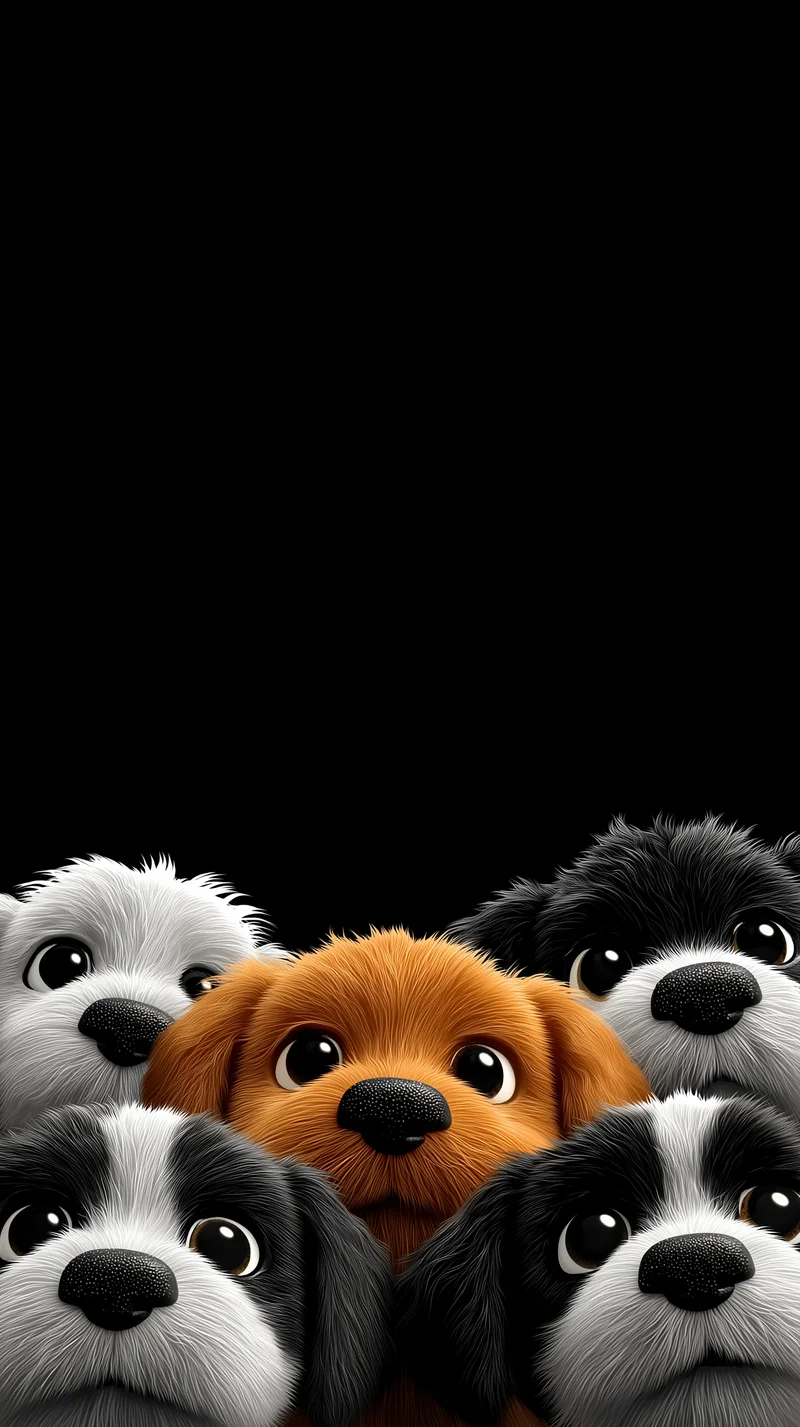 Cute Puppy Faces Minimal Black Background 4K Wallpaper - Dogs wallpaper mobile Wallpaper | Picmaze