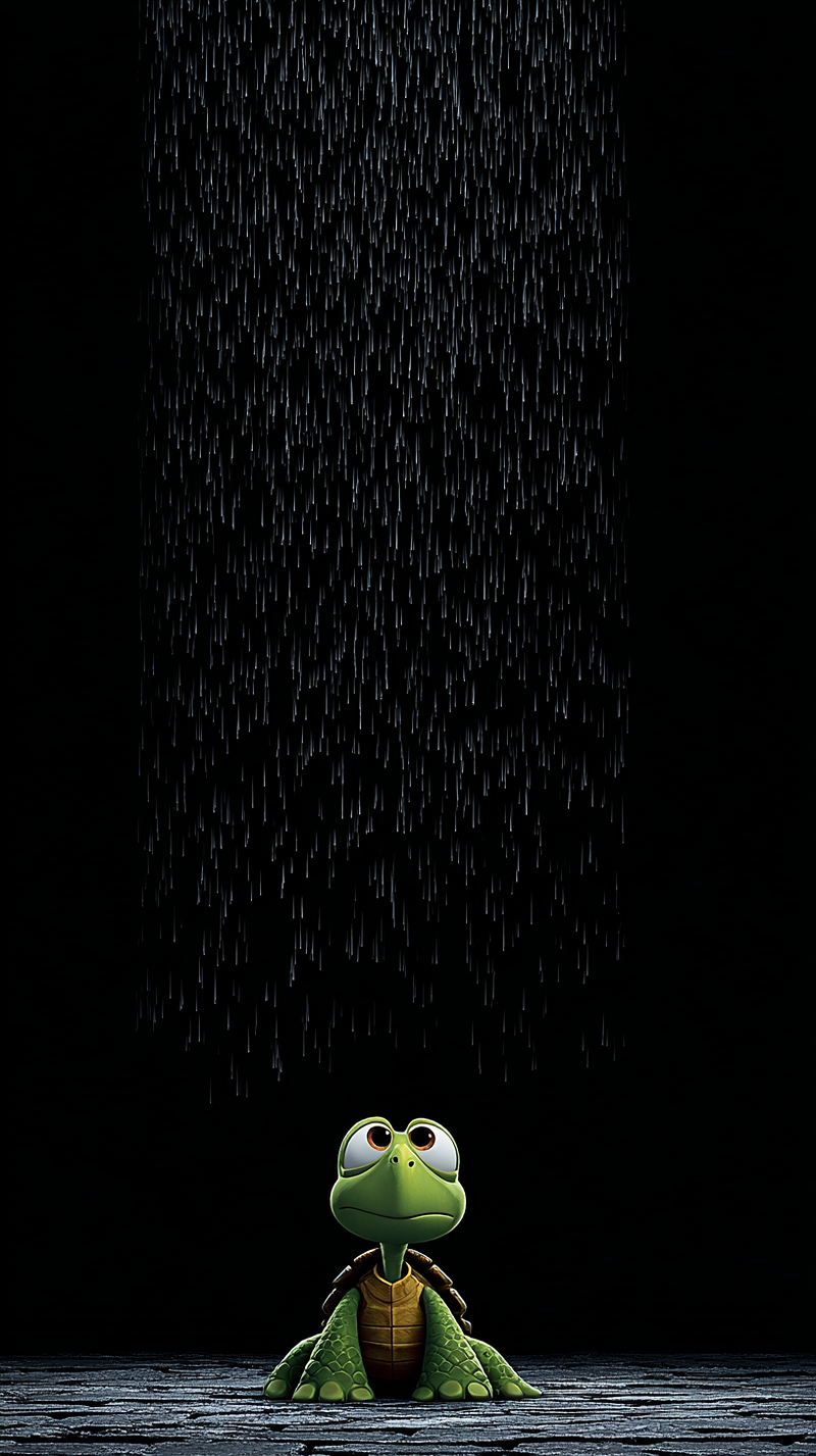 Sad Cute Baby Turtle in Rain Android Wallpaper – Lonely Cartoon Turtle ...