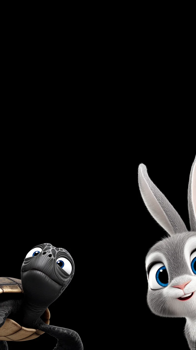 Cute Bunny and Turtle Minimal Black Aesthetic Wallpaper - 3D Wallpaper mobile Wallpaper | Picmaze