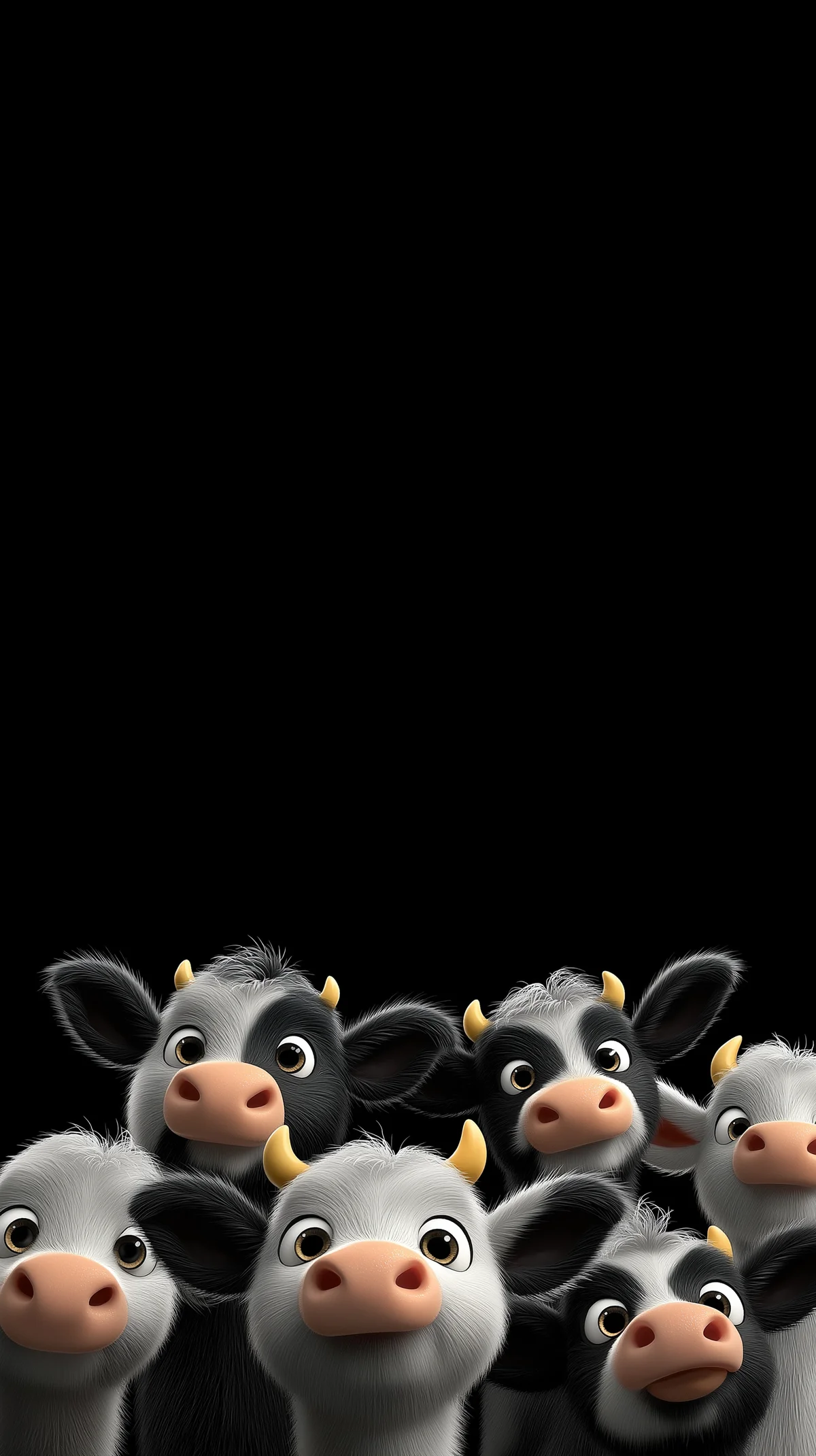 Playful Baby Cow Cluster on Black Minimal Background wallpaper - cow | Picmaze