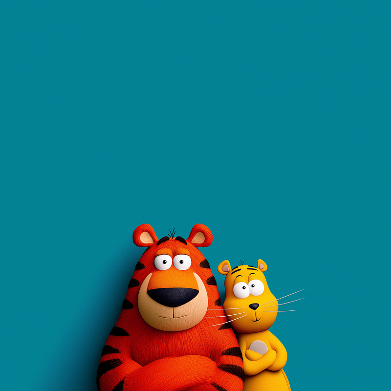 Cute Cartoon Tiger and Lion Wallpaper – Funny Animal Friends Cyan Background profile picture