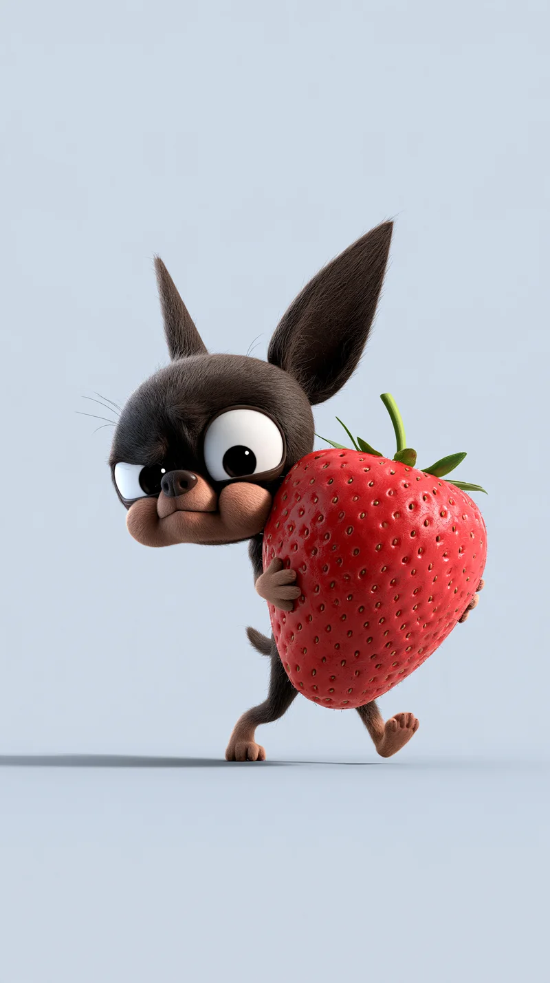 Stubborn Dog Carrying Giant Strawberry Cute 4K Phone Wallpaper Wallpaper | Picmaze