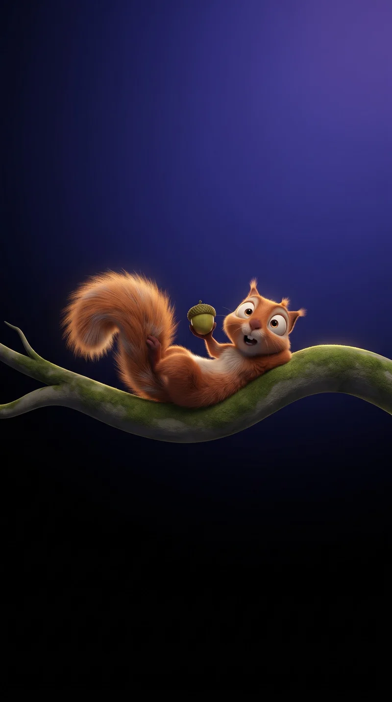 Cheerful Orange Squirrel Holding Acorn Dark AMOLED 4K Phone Wallpaper Wallpaper | Picmaze
