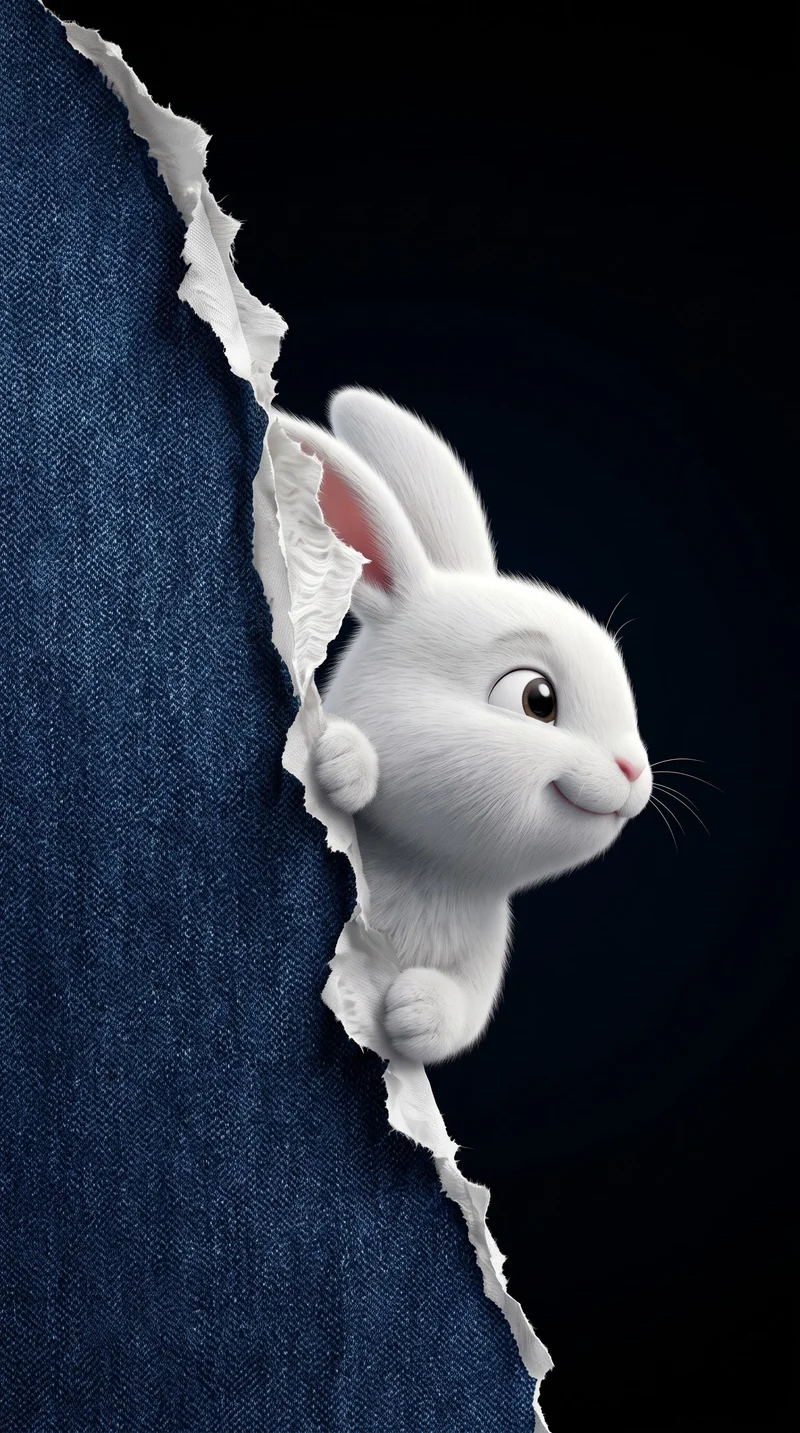Fluffy White Rabbit Denim Rip AMOLED 4K Phone Wallpaper - rabbit mobile Wallpaper | Picmaze
