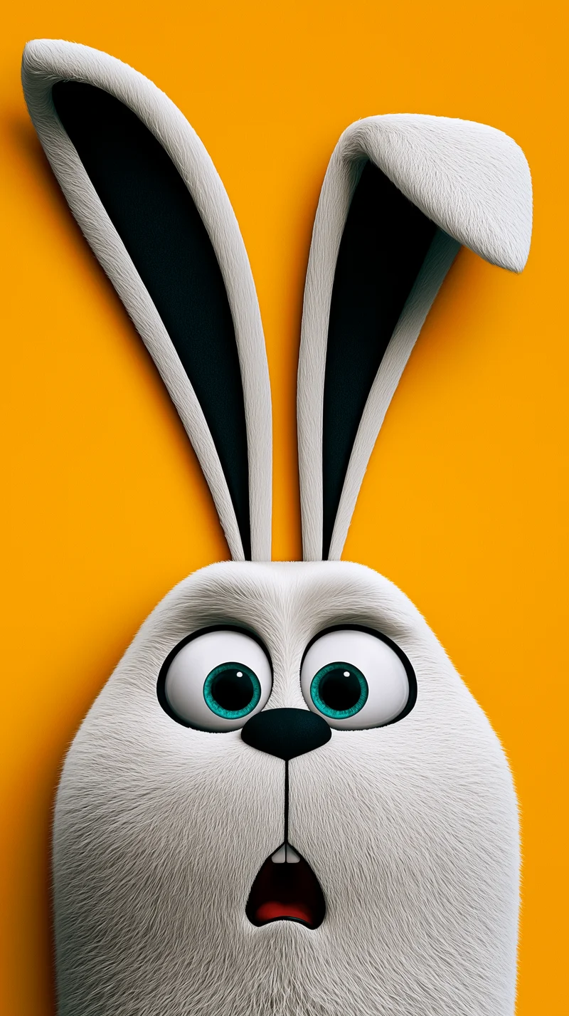 Shocked White Bunny Orange Background 4K Phone Wallpaper - rabbit mobile Wallpaper | Picmaze
