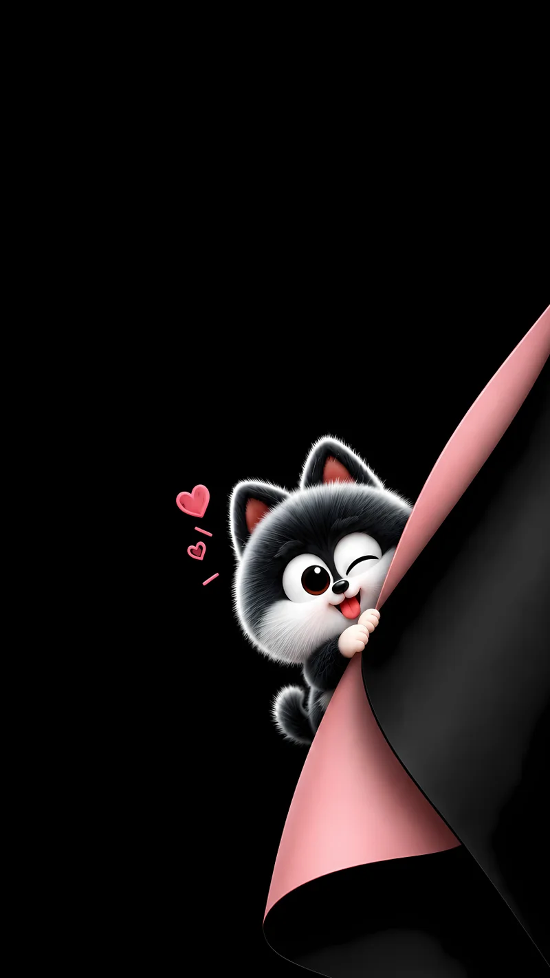 Cute Peekaboo Puppy Winking AMOLED 4K Phone Wallpaper - Cute kitten wallpapers mobile Wallpaper | Picmaze