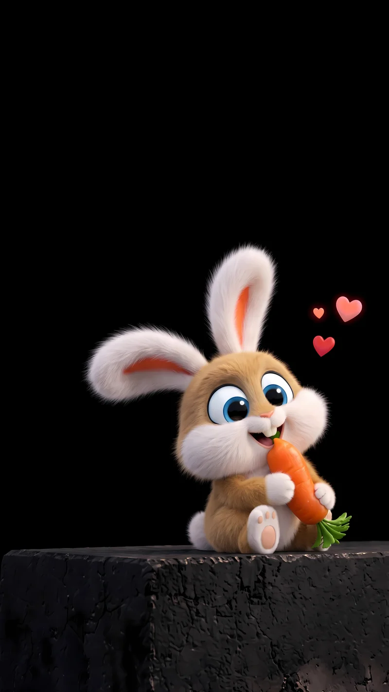Fluffy Bunny Eating Carrot AMOLED 4K Phone Wallpaper - Bunny Wallpapers mobile Wallpaper | Picmaze