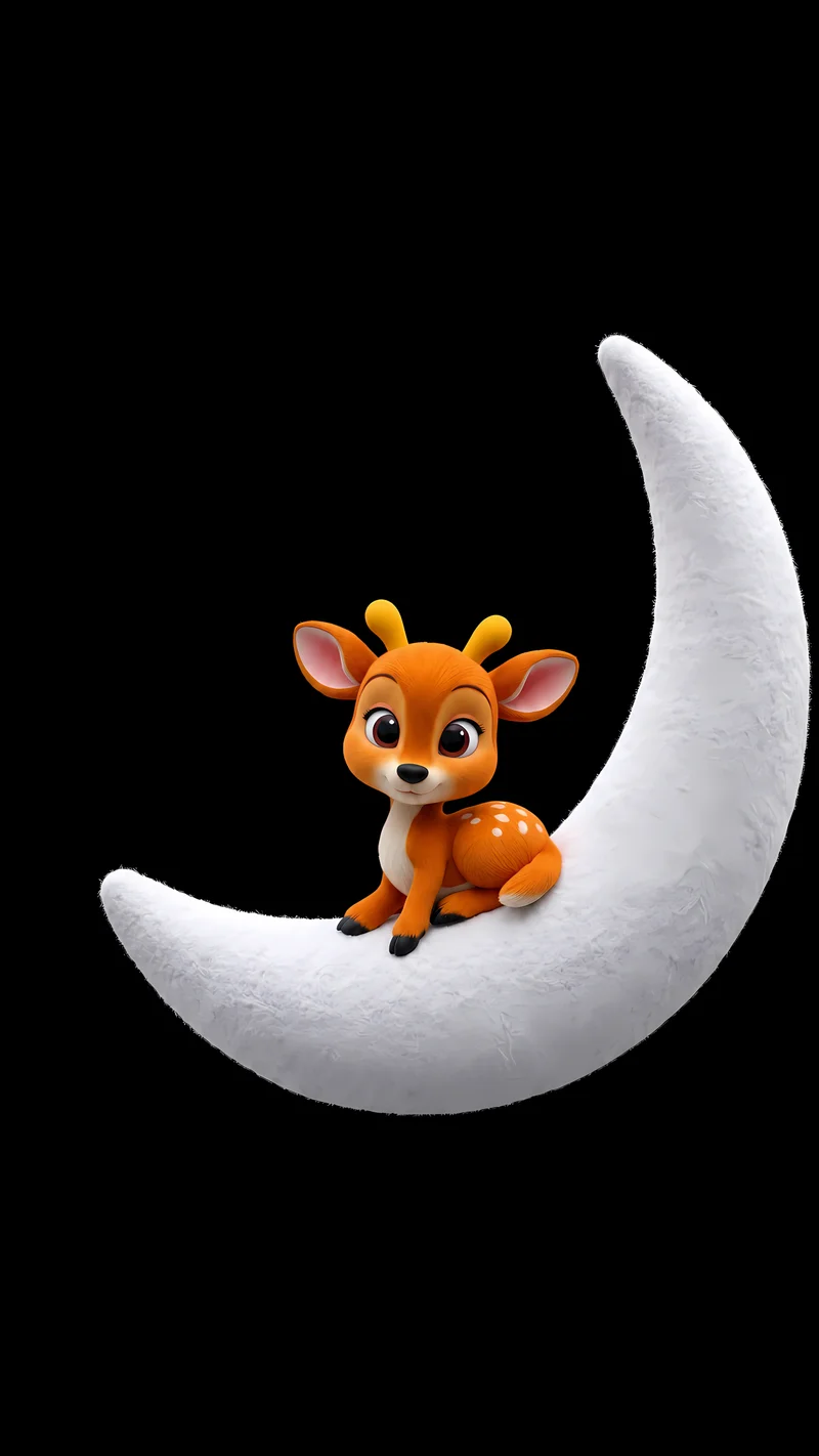 Cute Cartoon Deer Crescent Moon AMOLED Phone Wallpaper - Deer wallpapers  mobile Wallpaper | Picmaze