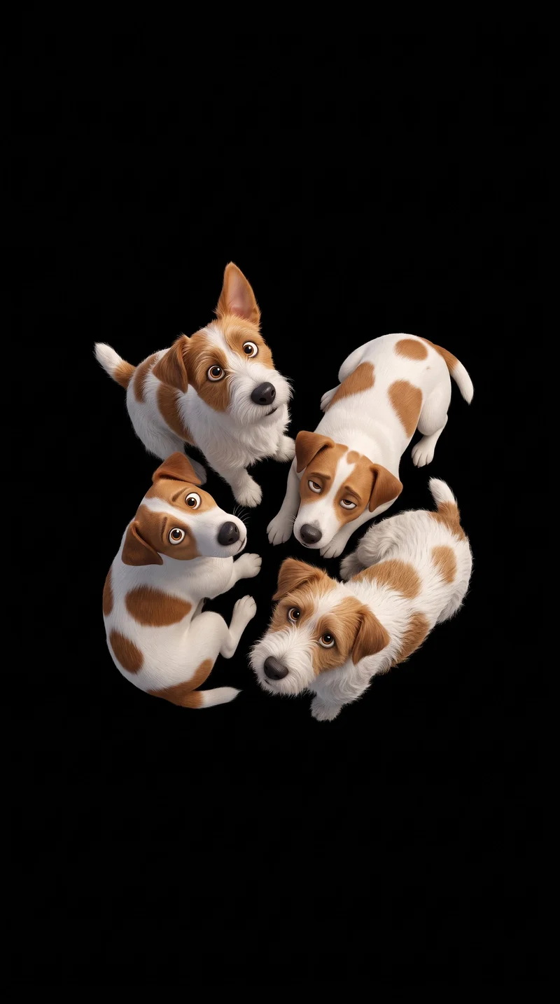 Four Cute Puppies Dark AMOLED 4K Phone Wallpaper Wallpaper | Picmaze