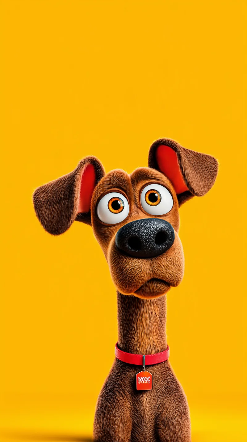 Cartoon Brown Dog Yellow Background 4K Phone Wallpapers - Dogs wallpaper mobile Wallpaper | Picmaze