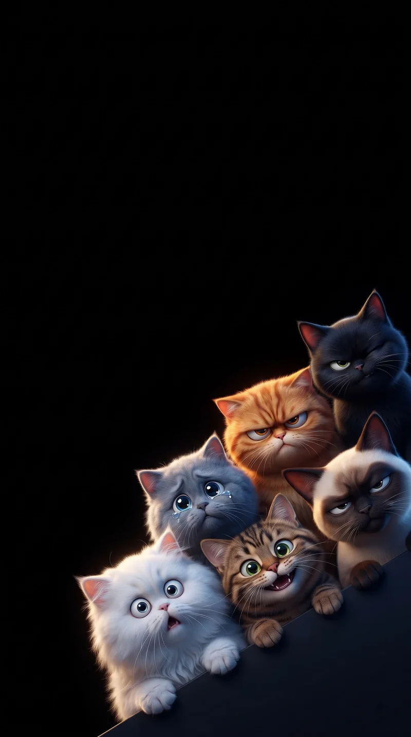 Funny Cute Cats Dark AMOLED 4K Phone Wallpaper Wallpaper | Picmaze