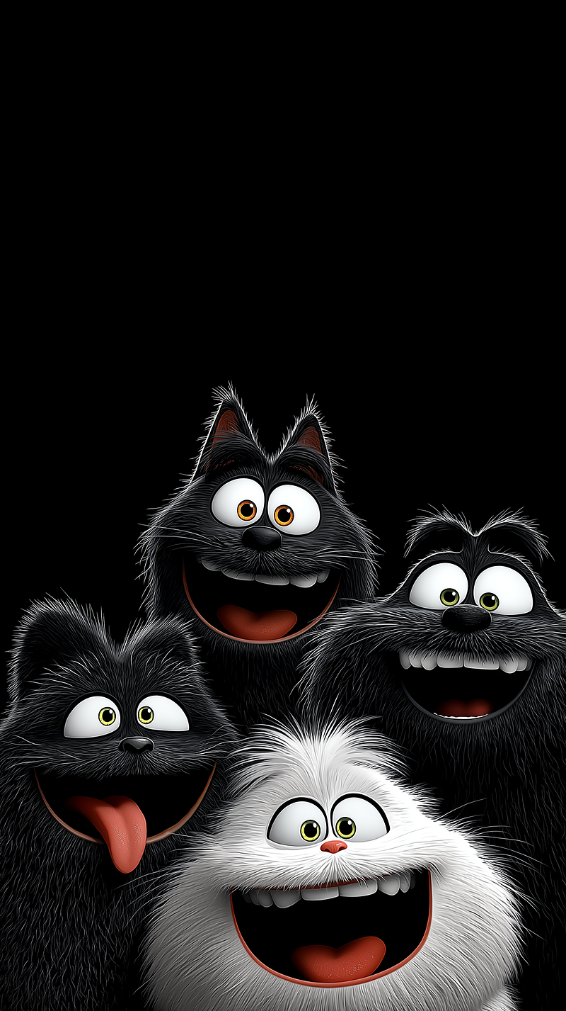 Cute Cartoon Dogs Wallpaper 4K Dark Background - Cat Wallpapers mobile Wallpaper | Picmaze