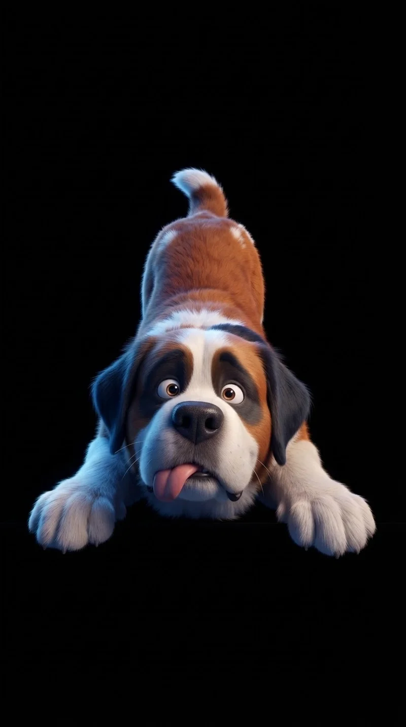 Silly Saint Bernard Dog Playful Pose AMOLED 4K Phone Wallpaper - Dogs wallpaper mobile Wallpaper | Picmaze