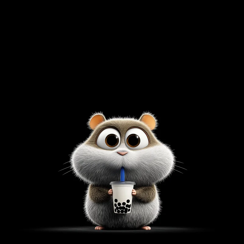 Cute Hamster With Bubble Tea Dark Aesthetic Profile Picture profile picture