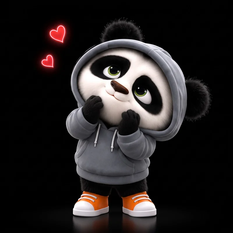 Cute 3D Cartoon Panda in Grey Hoodie AMOLED 4K Wallpaper profile picture