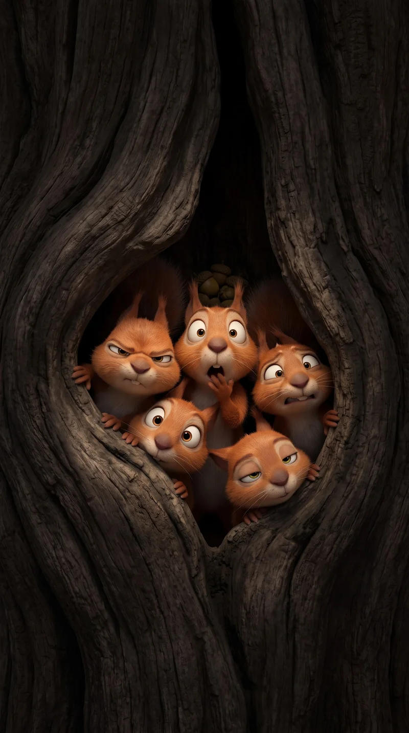 Funny Squirrels Tree Hole Dark Aesthetic 4K Phone Wallpaper Wallpaper | Picmaze