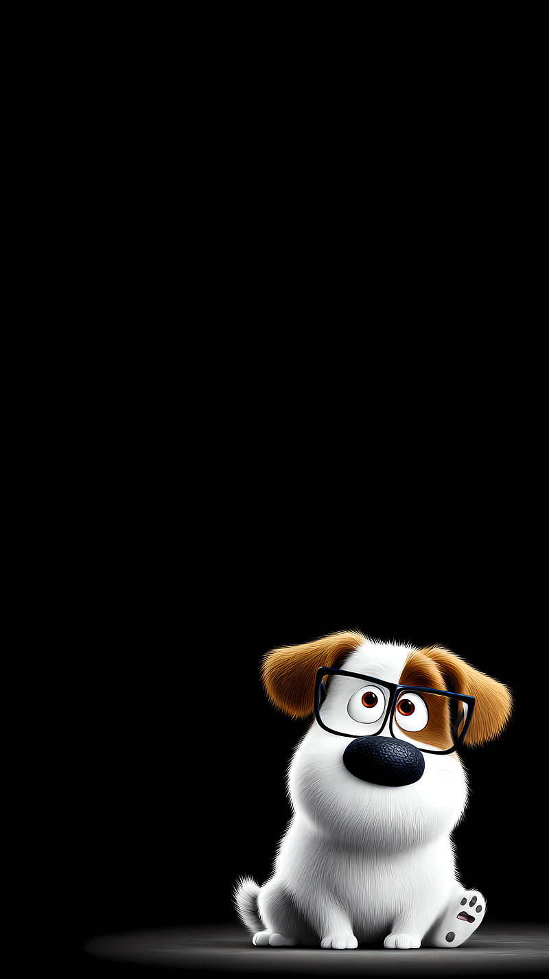 Cute Cartoon Puppy with Glasses – Minimal Dark Aesthetic 4K Wallpaper - Dogs wallpaper mobile Wallpaper | Picmaze