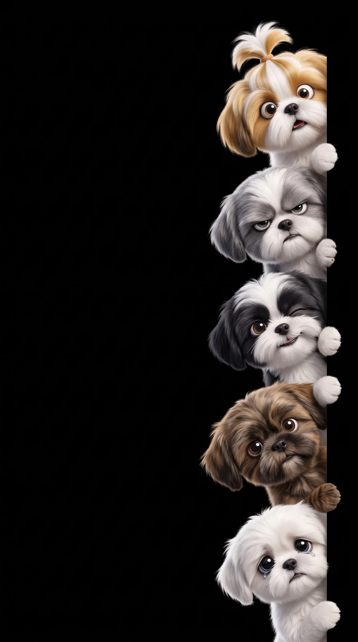 Playful Cartoon Puppies Peeking AMOLED Phone Wallpaper wallpaper - Dogs wallpaper | Picmaze