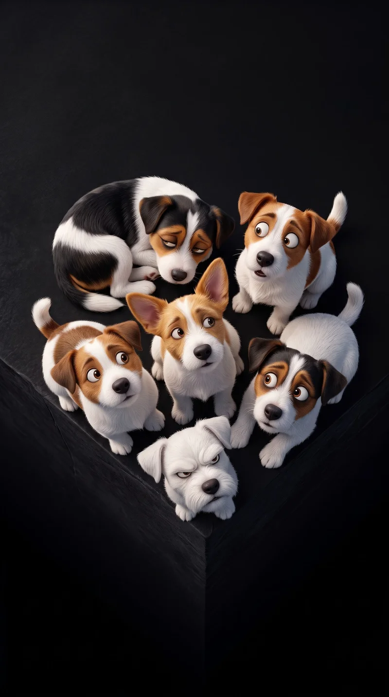 Cute Cartoon Dogs Dark AMOLED 4K Phone Wallpaper Wallpaper | Picmaze