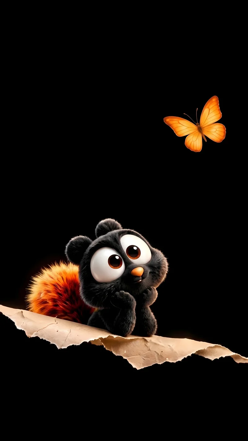 Black Furry Creature Butterfly AMOLED 4K Phone Wallpaper - Cute Animal Wallpapers mobile Wallpaper | Picmaze
