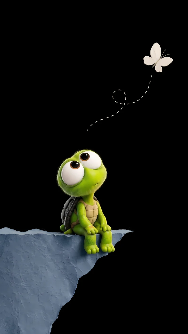 Cute Baby Turtle Minimalist Dark AMOLED Phone Wallpaper Wallpaper | Picmaze