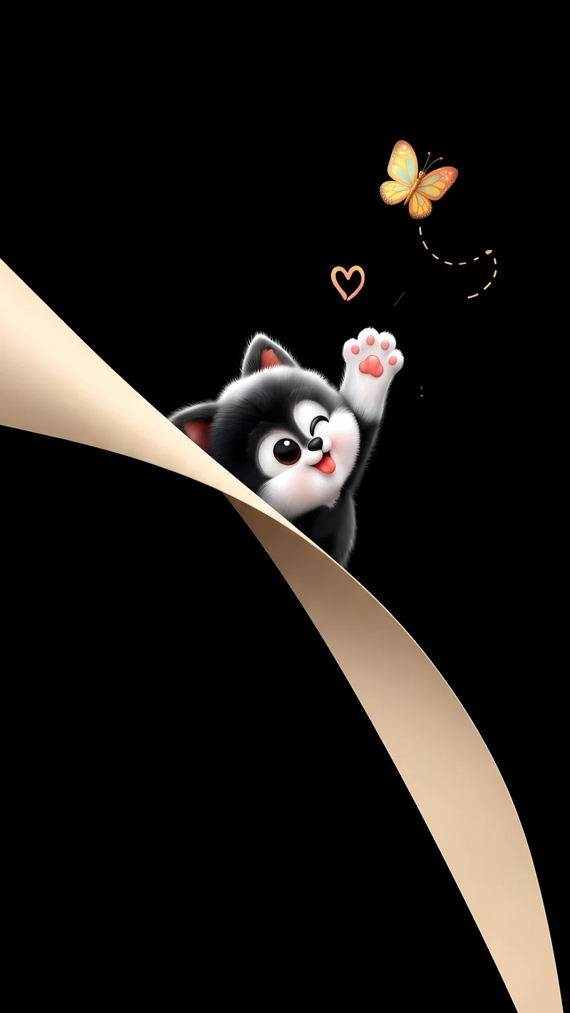 Cute Cartoon Cat Butterfly AMOLED 4K Phone Wallpaper - Cute kitten wallpapers mobile Wallpaper | Picmaze