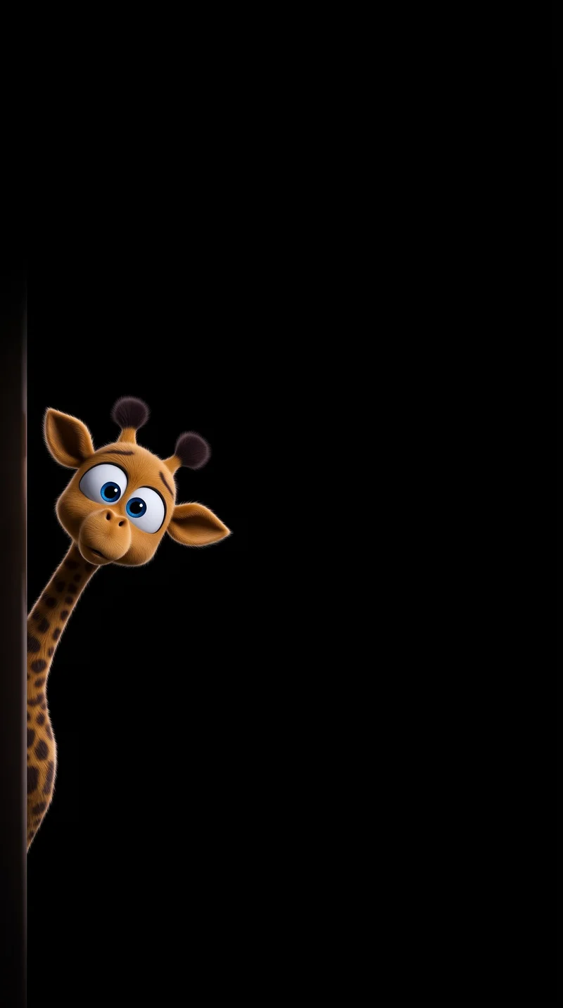 Curious Cartoon Giraffe Peeking Dark AMOLED Phone Wallpaper - Giraffe wallpapers mobile Wallpaper | Picmaze