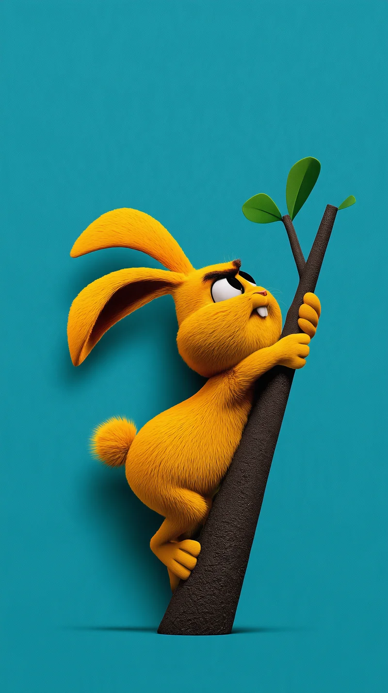 Funny Orange Rabbit Clinging To Branch 4K Phone Wallpaper - rabbit mobile Wallpaper | Picmaze