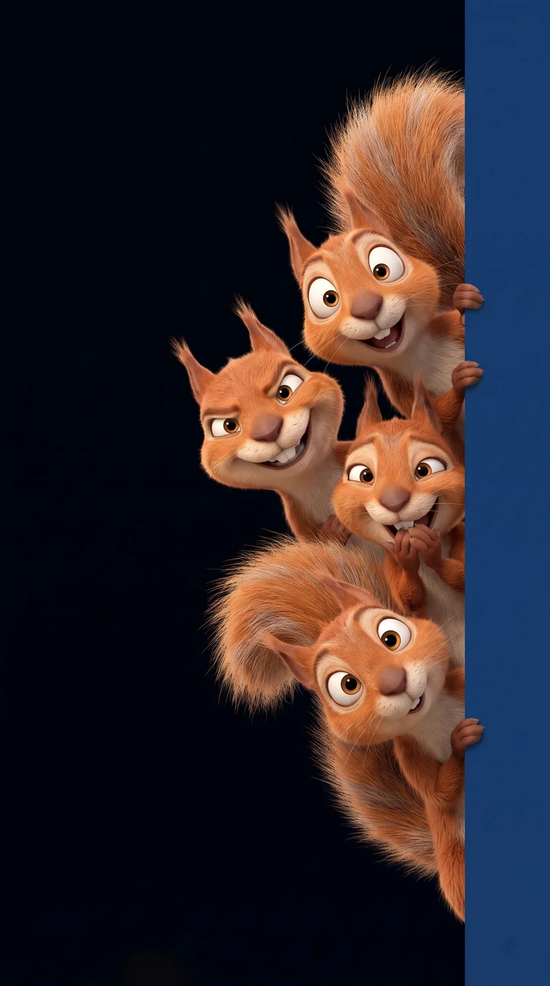 Funny Cartoon Squirrels Dark Background 4K AMOLED Phone Wallpaper Wallpaper | Picmaze