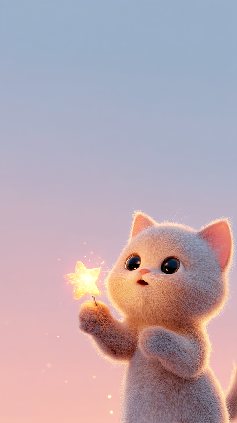 Cute Kitten with Star 3D Aesthetic Wallpaper HD - 3D Wallpaper mobile Wallpaper | Picmaze