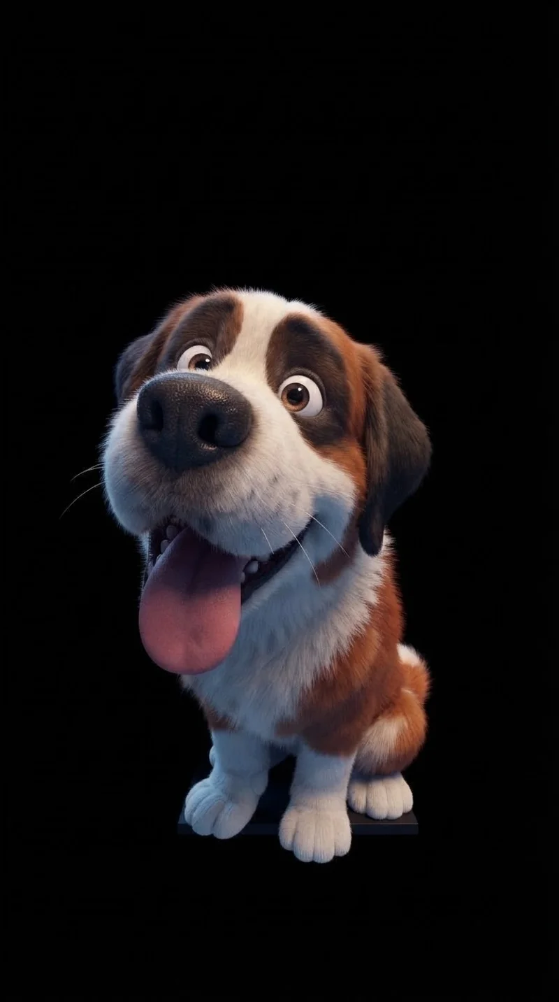Happy Saint Bernard Puppy Dark AMOLED Phone Wallpaper - Dogs wallpaper mobile Wallpaper | Picmaze
