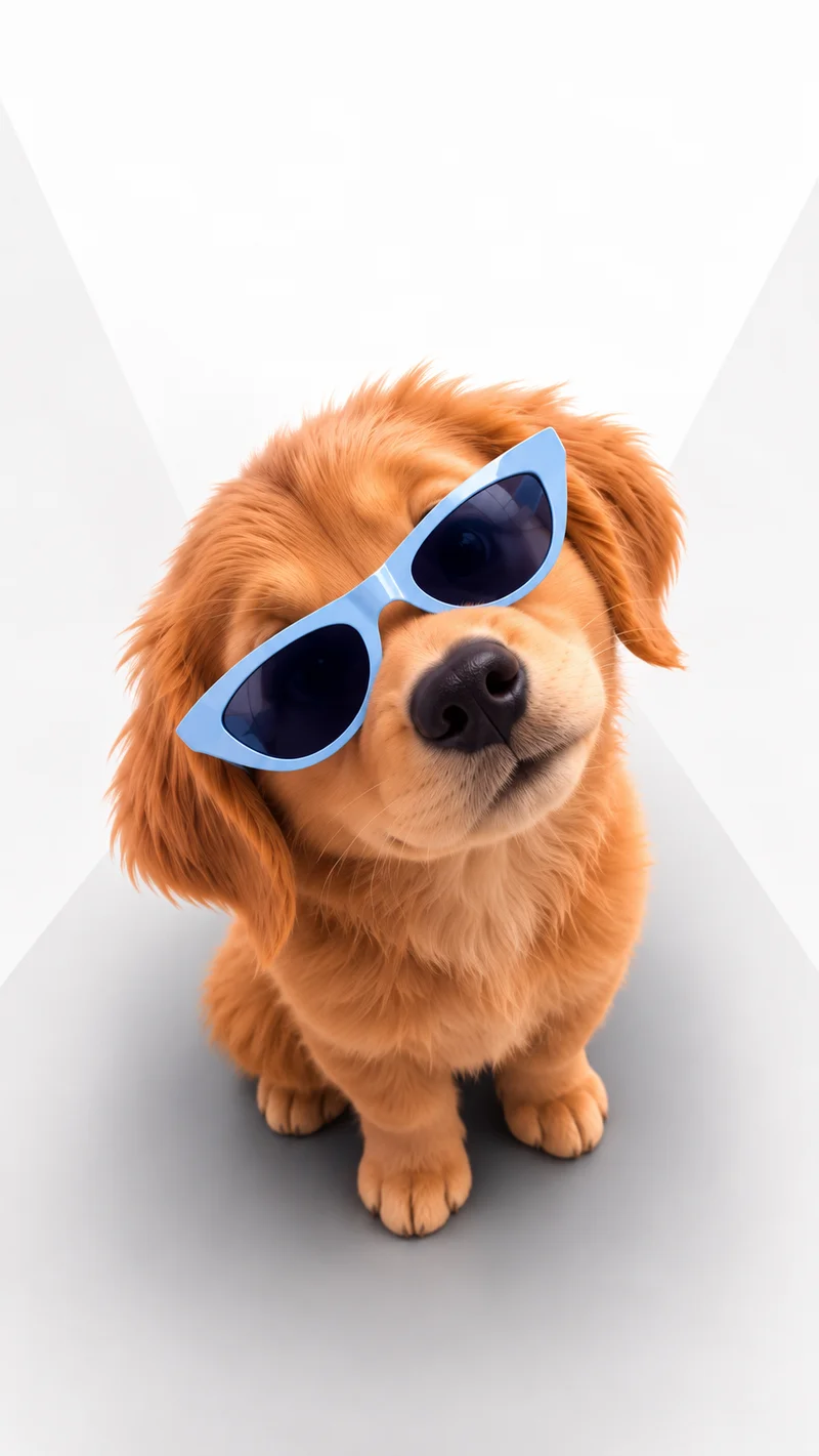 Golden Puppy In Blue Sunglasses Cute Aesthetic 4K Phone Wallpaper Wallpaper | Picmaze