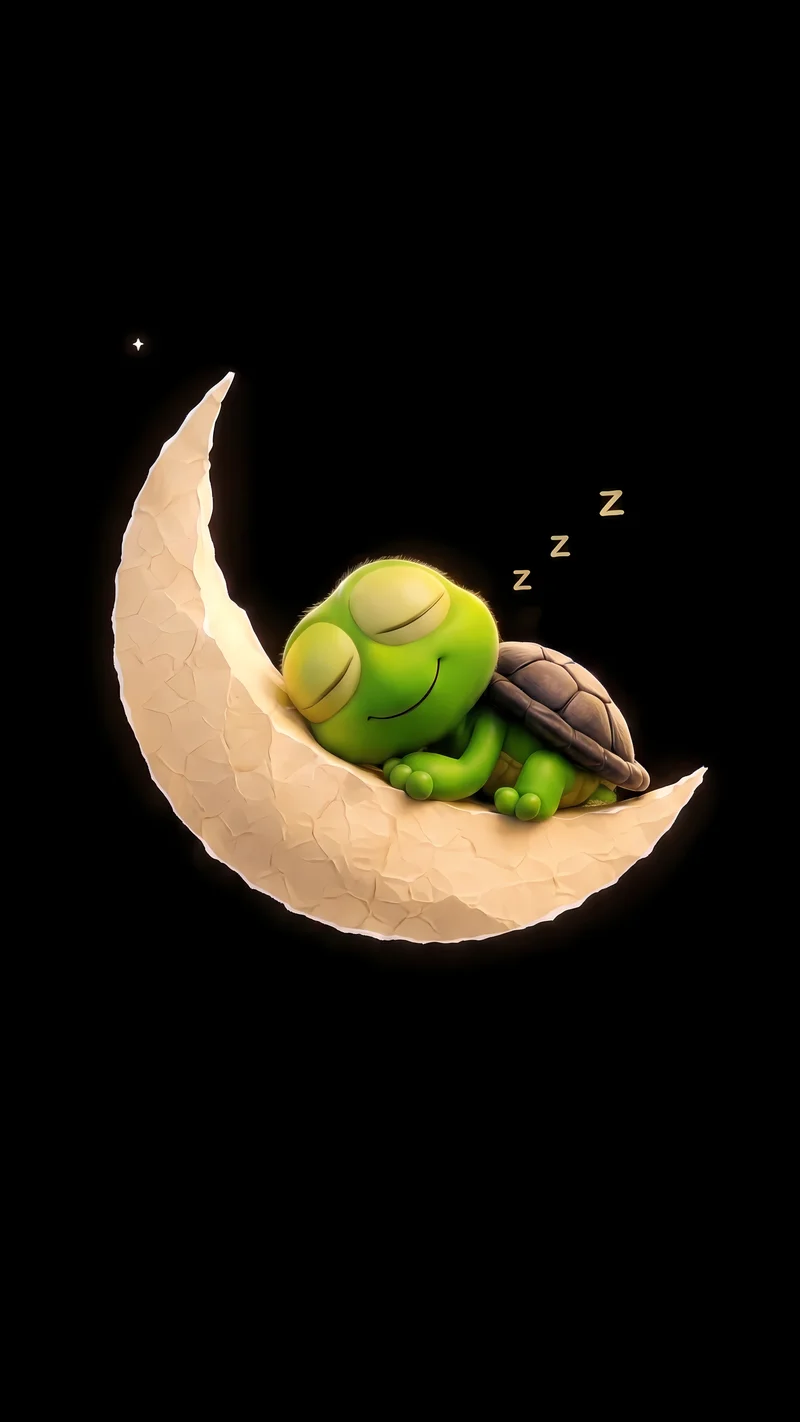 Sleeping Turtle Crescent Moon AMOLED 4K Phone Wallpaper - Turtle mobile Wallpaper | Picmaze