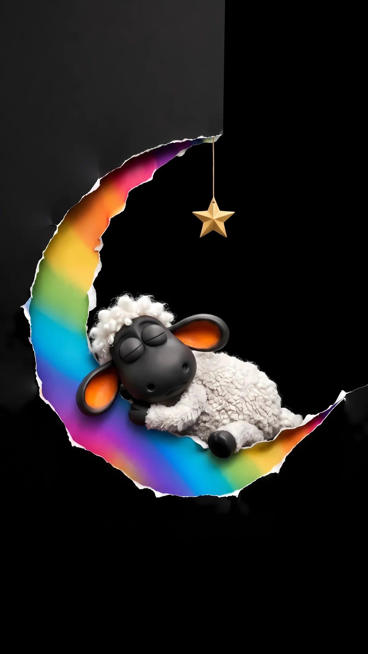 Sleeping Cartoon Lamb Rainbow Moon 4K AMOLED Phone Wallpaper wallpaper - Sheep wallpapers | Picmaze