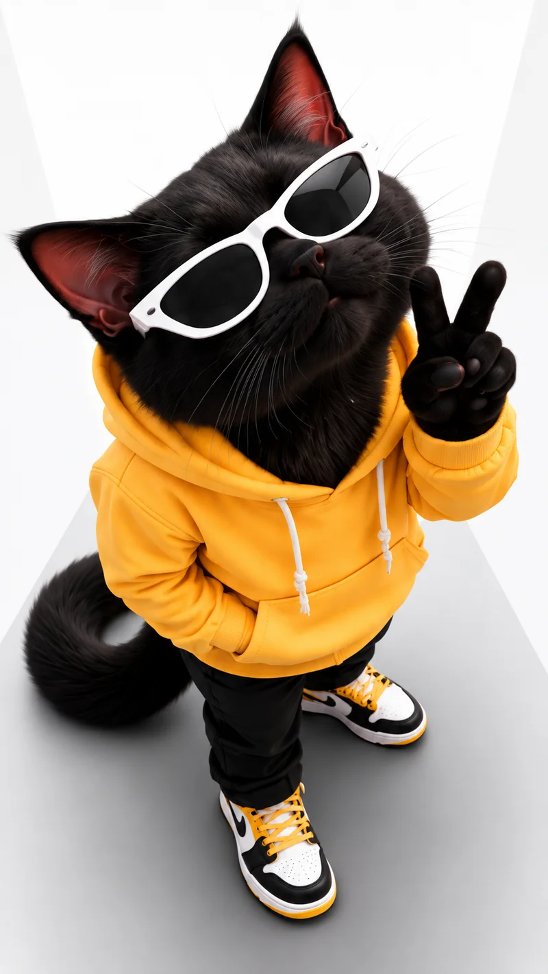 Cool Cat Yellow Hoodie Sunglasses 4K Phone Wallpaper - Cat Wallpapers mobile Wallpaper | Picmaze