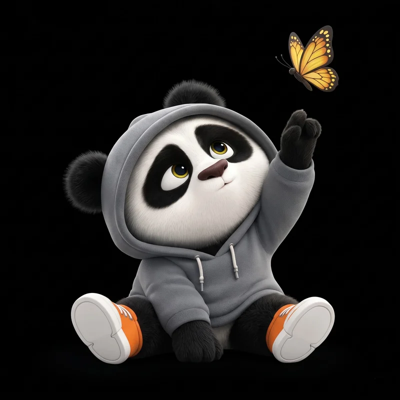 Adorable 3D Cartoon Panda and Orange Butterfly AMOLED Wallpaper profile picture