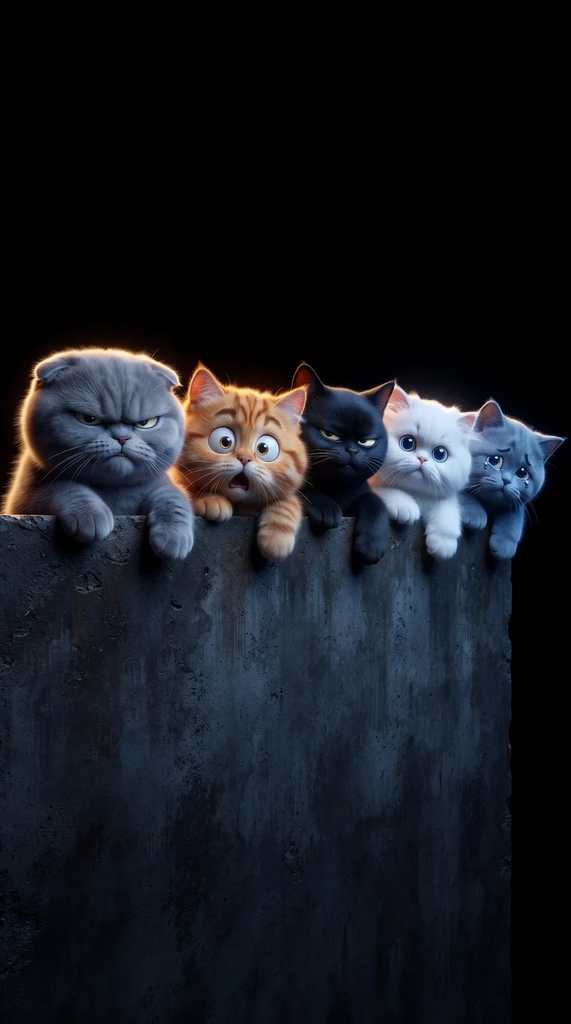 Funny Cute Kittens Lineup Dark 4K AMOLED Phone Wallpaper Wallpaper | Picmaze