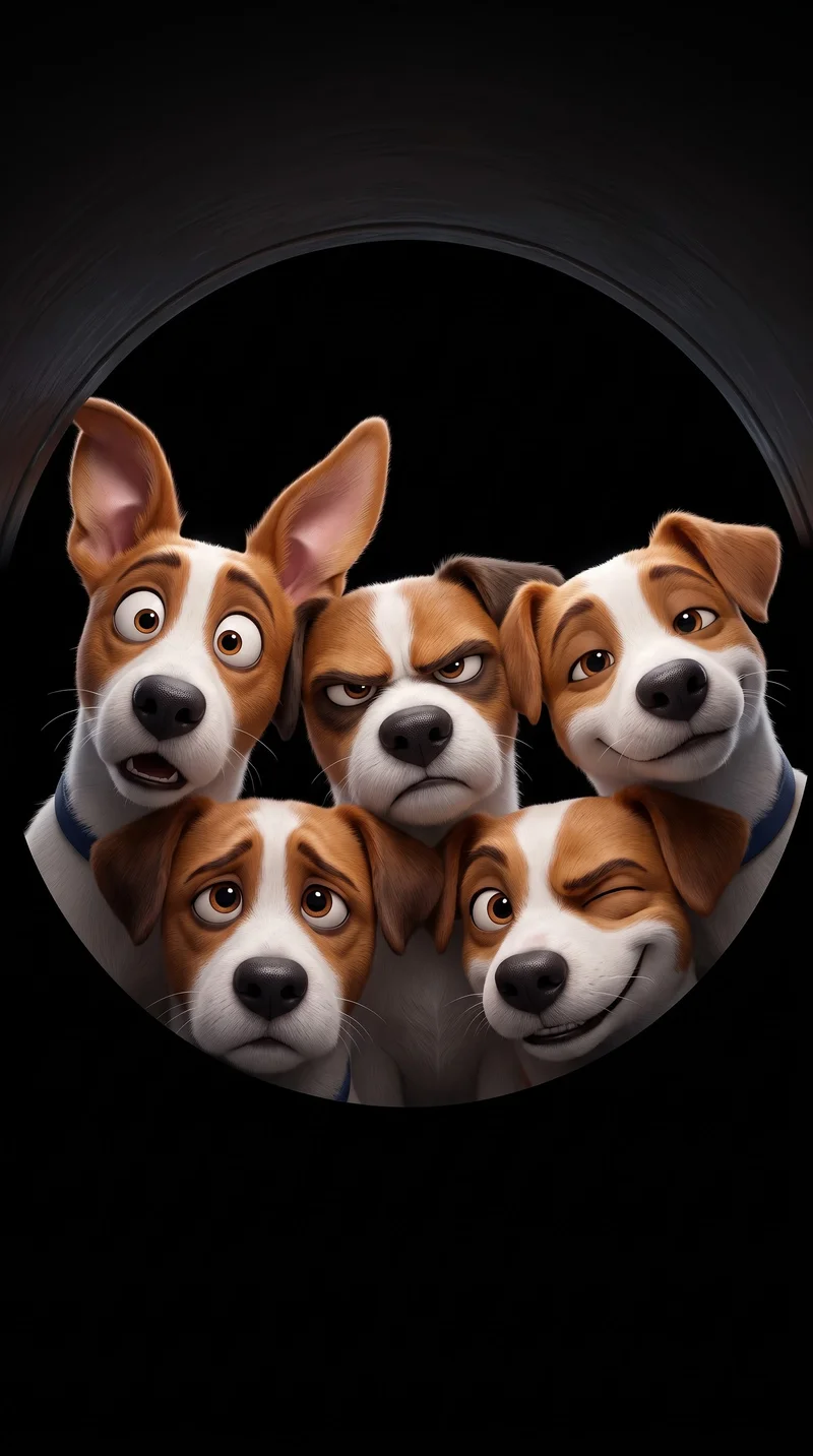 Five Cartoon Terrier Dogs Dark AMOLED 4K Phone Wallpaper Wallpaper | Picmaze