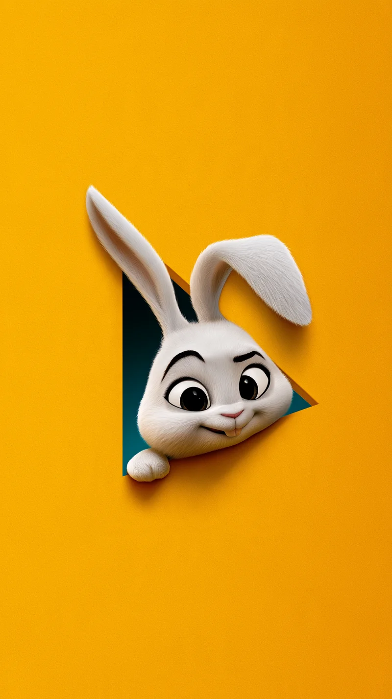 White Rabbit Peeking Through Yellow 4K Phone Wallpaper - rabbit mobile Wallpaper | Picmaze