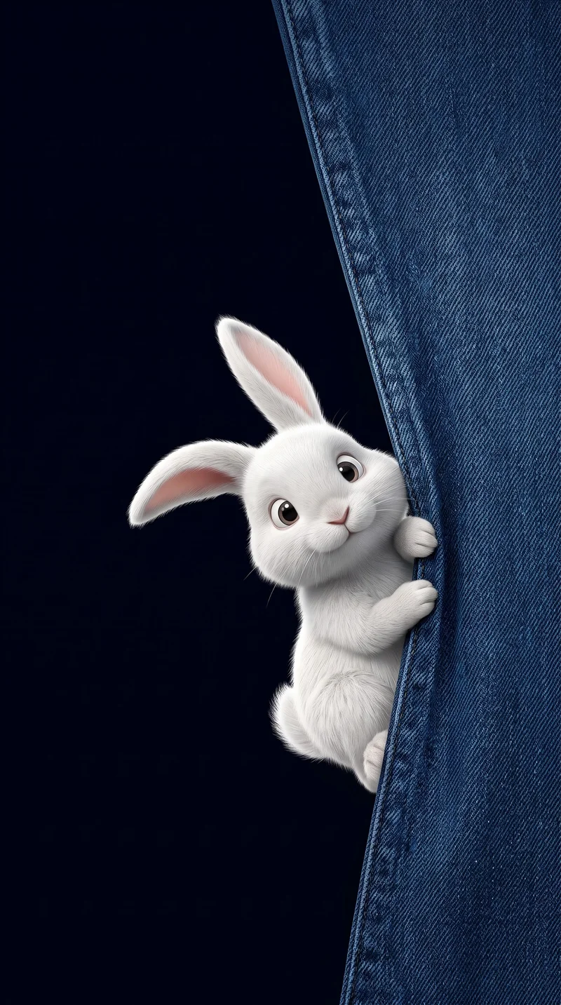 Curious White Rabbit Denim Blue Dark AMOLED Phone Wallpaper - rabbit mobile Wallpaper | Picmaze