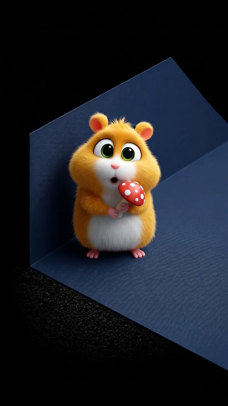 Cute Fluffy 3D Hamster holding Red Mushroom Wallpaper - Cute Hamster wallpapers mobile Wallpaper | Picmaze