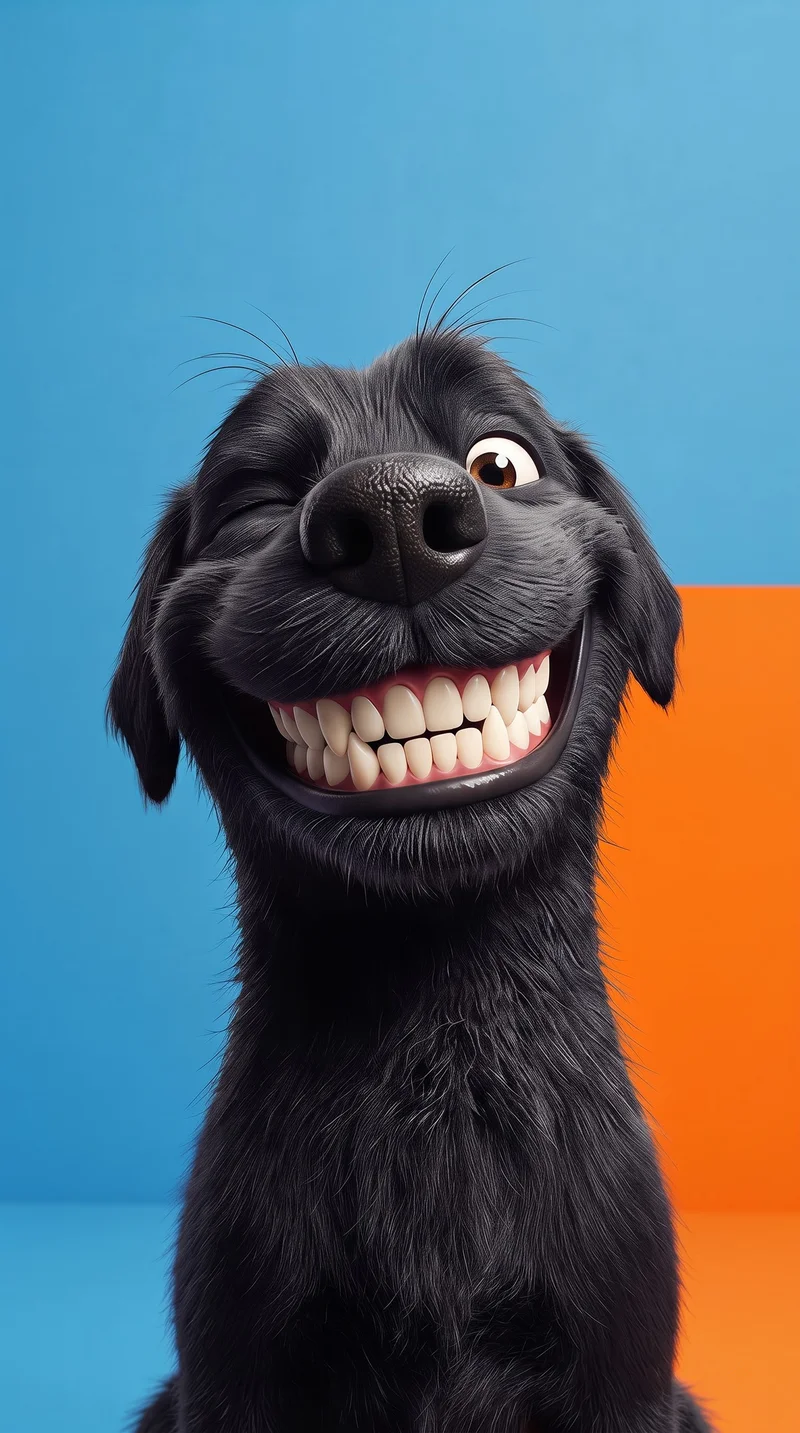 Smiling Black Dog Cute Cartoon 4K Phone Wallpaper - Dogs wallpaper mobile Wallpaper | Picmaze