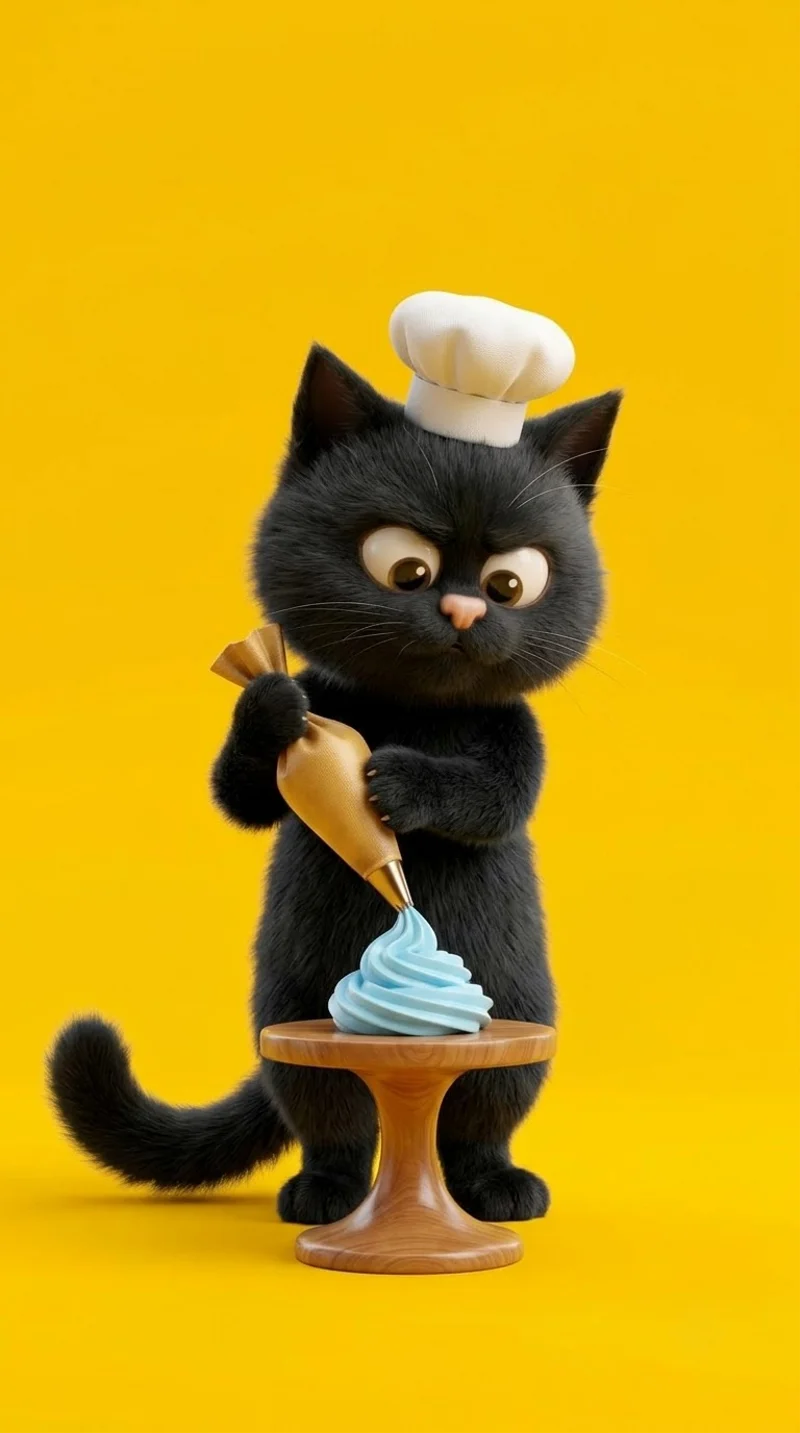 Cute Black Cat Chef Yellow 4K Phone Wallpaper Wallpaper | Picmaze