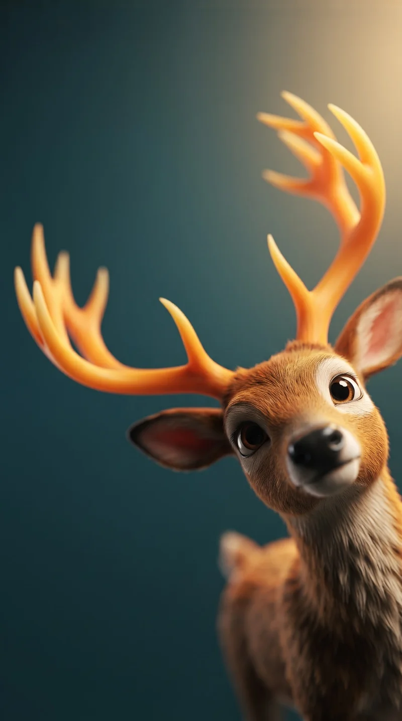 Cute Cartoon Deer Glowing Antlers 4K Phone Wallpaper - Deer wallpapers  mobile Wallpaper | Picmaze