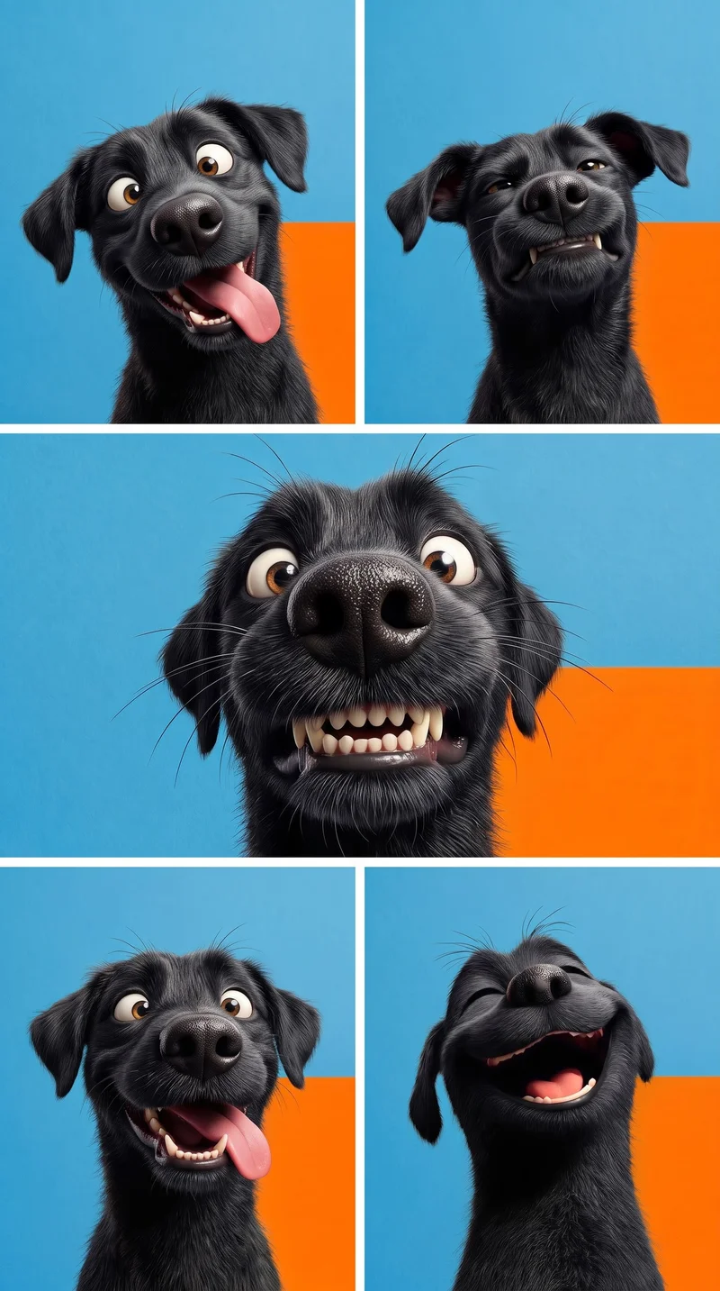 Funny Black Dog Expressions Playful Blue Orange 4K Phone Wallpaper - Dogs wallpaper mobile Wallpaper | Picmaze