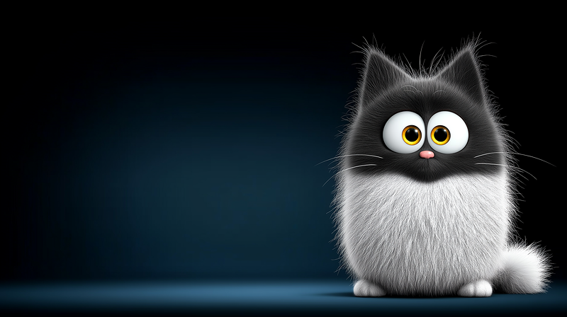 Cute Fluffy Black and White Cat 4K Wallpaper - 3D Wallpaper desktop Wallpaper | Picmaze