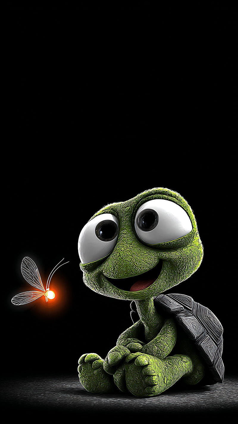 Cute Turtle and Firefly Wallpaper 4K Dark - draft mobile Wallpaper | Picmaze