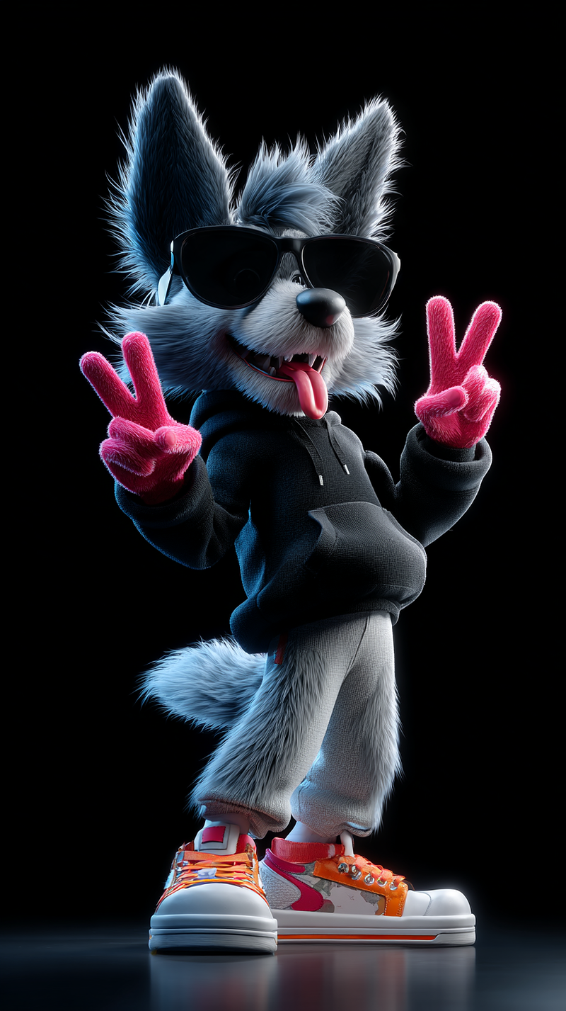 Cool 3D Wolf Cartoon Wallpaper with Neon Style - 3D Wallpaper mobile Wallpaper | Picmaze